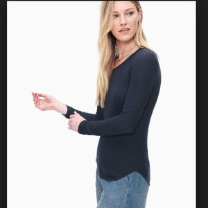 NWT Splendid 2x1 Rib Long Sleeve Crew Tee XS Navy